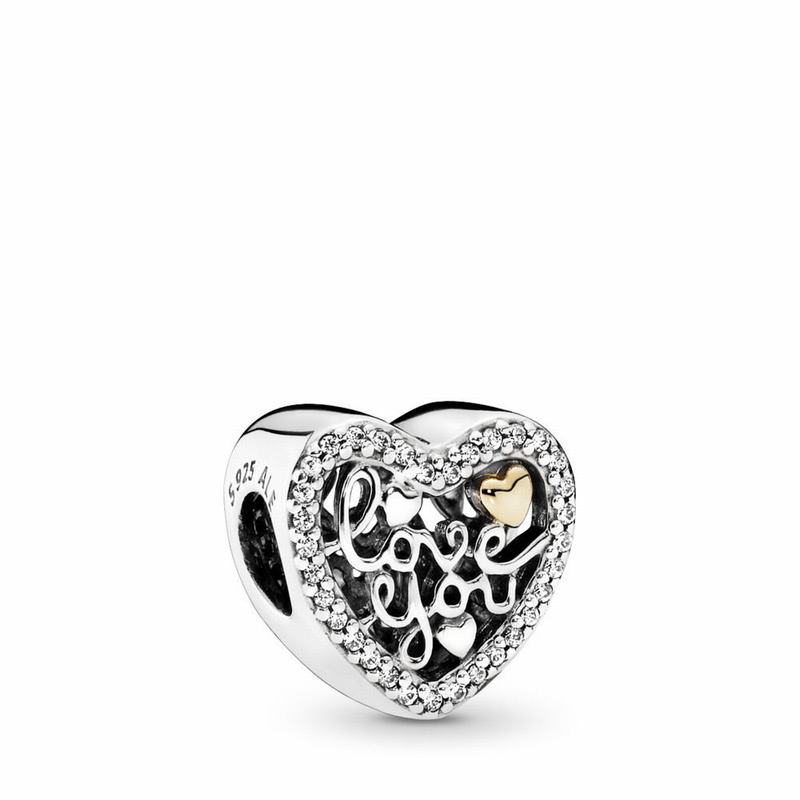 Pandora Australia Love Script Charm - Two Tone | RTSVHZ390